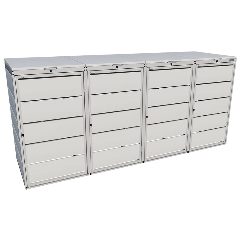 OBOX 4er Mülltonnenbox mit Klappdach