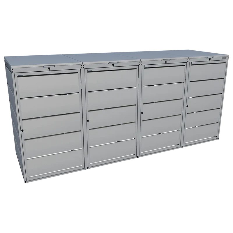 OBOX 4er Mülltonnenbox mit Klappdach