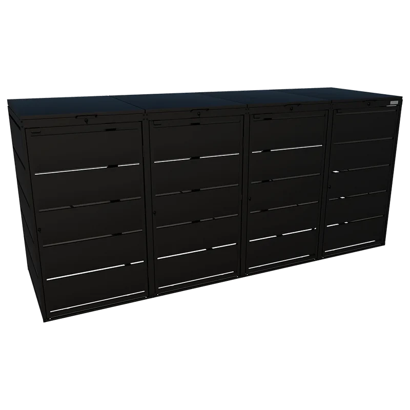OBOX 4er Mülltonnenbox mit Klappdach