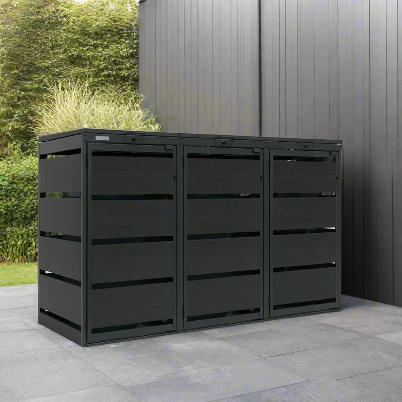 OBOX 3er Mülltonnenbox mit Klappdach