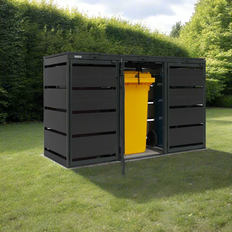 OBOX 3er Mülltonnenbox mit Klappdach