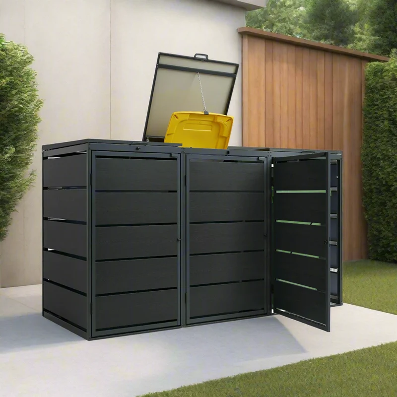 OBOX 3er Mülltonnenbox mit Klappdach