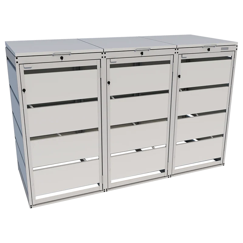OBOX 3er Mülltonnenbox mit Klappdach