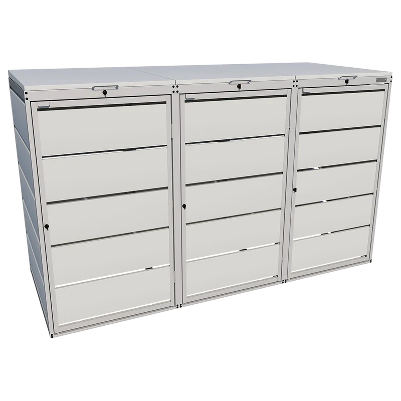 OBOX 3er Mülltonnenbox mit Klappdach