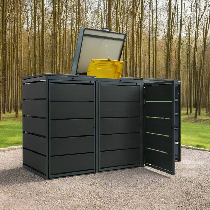 OBOX 3er Mülltonnenbox mit Klappdach