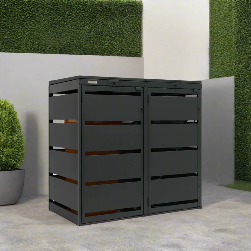 OBOX 2er Mülltonnenbox mit Klappdach