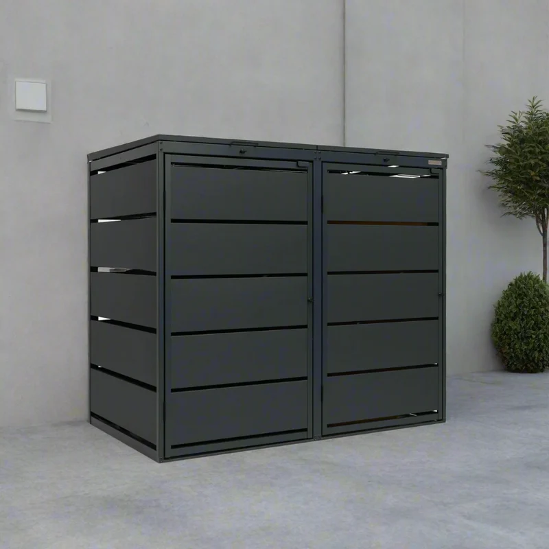 OBOX 2er Mülltonnenbox mit Klappdach