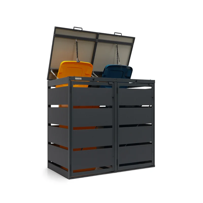 OBOX 2er Mülltonnenbox mit Klappdach