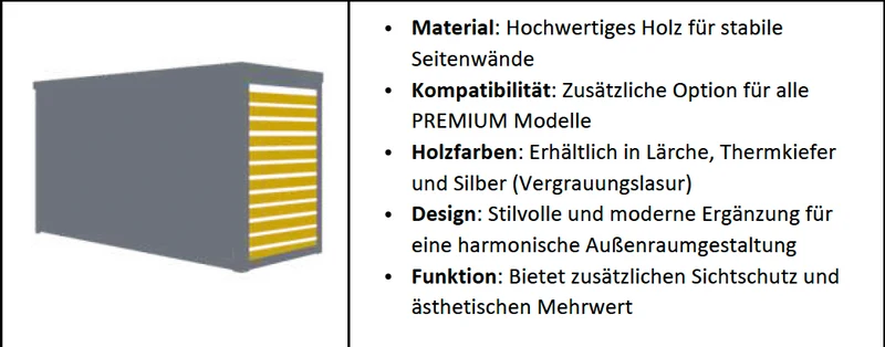 Zusätzliche Seitenwand aus Holz für PREMIUM Mülltonnenboxen