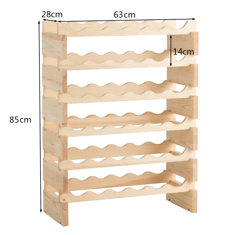 Costway – Weinregal aus Kiefernholz für 36 Flaschen, stapelbar, Natur