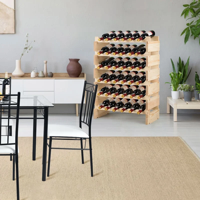 Costway – Weinregal aus Kiefernholz für 36 Flaschen, stapelbar, Natur