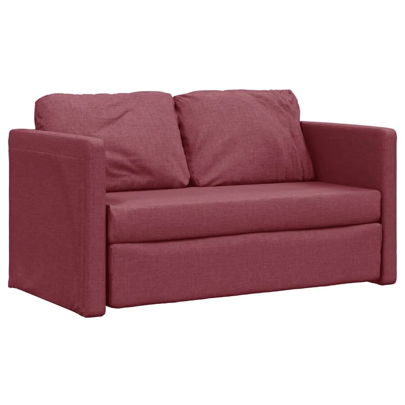 vidaXL - Bodensofa, Bodencouch, Bodensofa mit Schlaffunktion, 112 x60x55 cm (112x174x55 cm), Tragfähigkeit (pro Sitz) 110 kg, Stoff, Weinrot