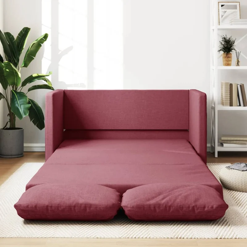 vidaXL - Bodensofa, Bodencouch, Bodensofa mit Schlaffunktion, 112 x60x55 cm (112x174x55 cm), Tragfähigkeit (pro Sitz) 110 kg, Stoff, Weinrot