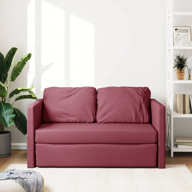 vidaXL - Bodensofa, Bodencouch, Bodensofa mit Schlaffunktion, 112 x60x55 cm (112x174x55 cm), Tragfähigkeit (pro Sitz) 110 kg, Stoff, Weinrot