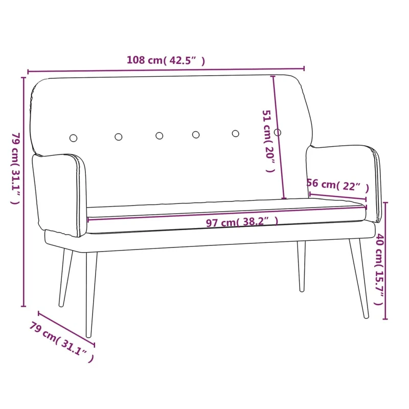 vidaXL - Sitzbank Schwarz 108x79x79 cm Samt