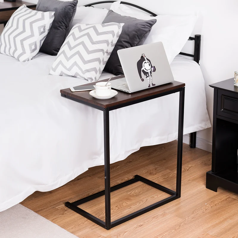 Costway – C-förmiger Beistell- und Laptoptisch aus MDF und Metall, 55 × 35 × 65 cm.