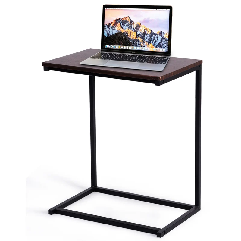 Costway – C-förmiger Beistell- und Laptoptisch aus MDF und Metall, 55 × 35 × 65 cm.