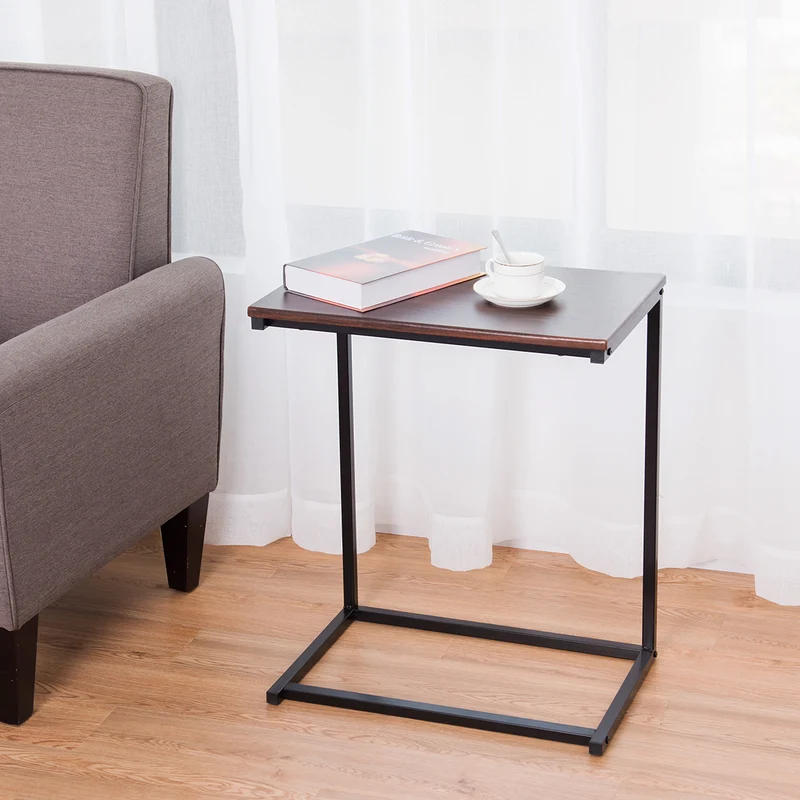 Costway – C-förmiger Beistell- und Laptoptisch aus MDF und Metall, 55 × 35 × 65 cm.