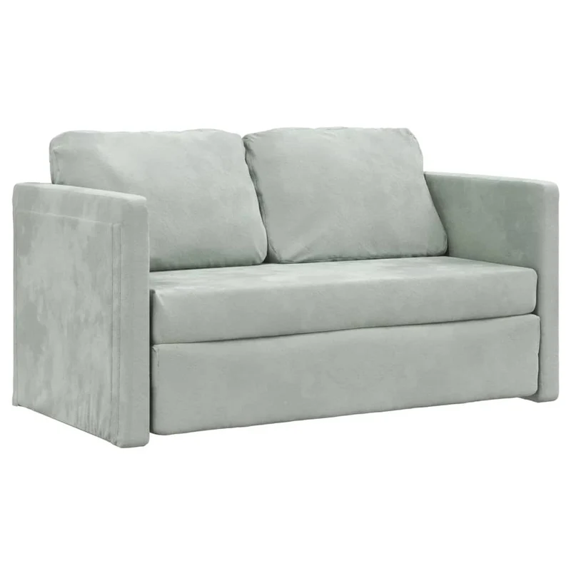 vidaXL - Bodensofa, Boden Sofa, Bodencouch, Bodensofa mit Schlaffunktion, 122x70x55cm (122x204x55cm), Tragfähigkeit (pro Sitz ) 110 kg, Samt, Hellgrau