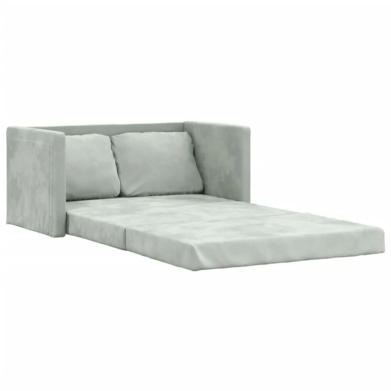 vidaXL - Bodensofa, Boden Sofa, Bodencouch, Bodensofa mit Schlaffunktion, 122x70x55cm (122x204x55cm), Tragfähigkeit (pro Sitz ) 110 kg, Samt, Hellgrau