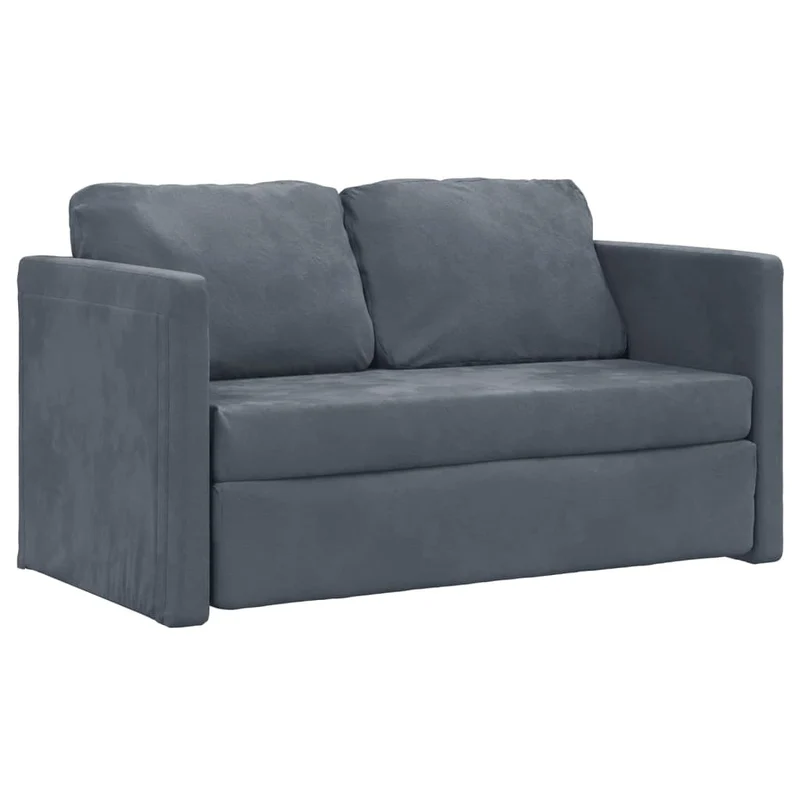 vidaXL - Bodensofa, Bodencouch, Bodensofa mit Schlaffunktion, 122x70x55 cm (122x204x55 cm), Tragfähigkeit (pro Sitz) 110 kg, Samt, Dunkelgrau