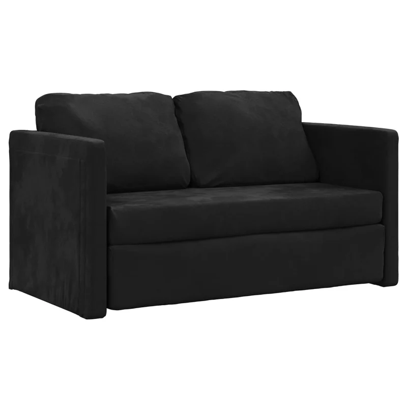 vidaXL - Bodensofa, Bodencouch, Bodensofa mit Schlaffunktion, 122x70x55 cm (122x204x55 cm), Tragfähigkeit (pro Sitz ) 110 kg, Samt, Schwarz