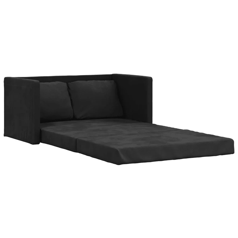 vidaXL - Bodensofa, Bodencouch, Bodensofa mit Schlaffunktion, 122x70x55 cm (122x204x55 cm), Tragfähigkeit (pro Sitz ) 110 kg, Samt, Schwarz