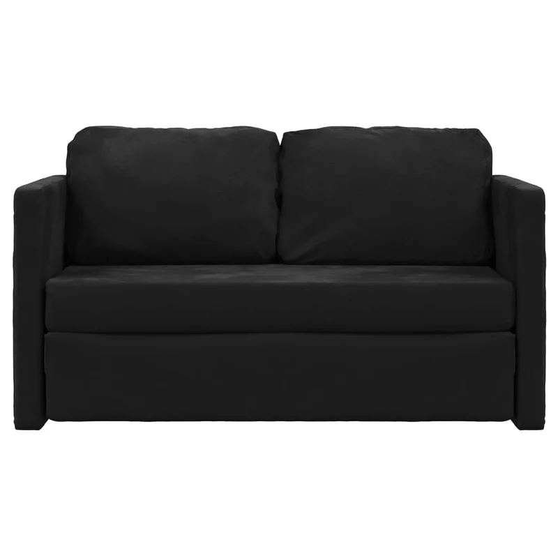 vidaXL - Bodensofa, Bodencouch, Bodensofa mit Schlaffunktion, 122x70x55 cm (122x204x55 cm), Tragfähigkeit (pro Sitz ) 110 kg, Samt, Schwarz