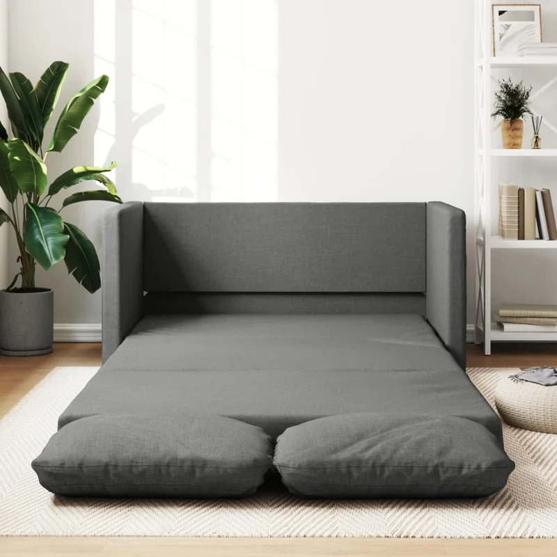 vidaXL - Bodensofa, Bodencouch, Bodensofa mit Schlaffunktion, 112 x60x55cm (112x174x55cm), Tragfähigkeit (pro Sitz) 110 kg, Stoff, Dunkelgrau