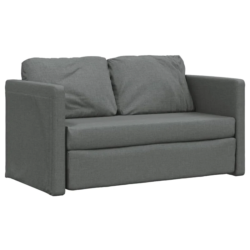 vidaXL - Bodensofa, Bodencouch, Bodensofa mit Schlaffunktion, 112 x60x55cm (112x174x55cm), Tragfähigkeit (pro Sitz) 110 kg, Stoff, Dunkelgrau