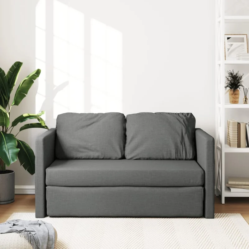 vidaXL - Bodensofa, Bodencouch, Bodensofa mit Schlaffunktion, 112 x60x55cm (112x174x55cm), Tragfähigkeit (pro Sitz) 110 kg, Stoff, Dunkelgrau