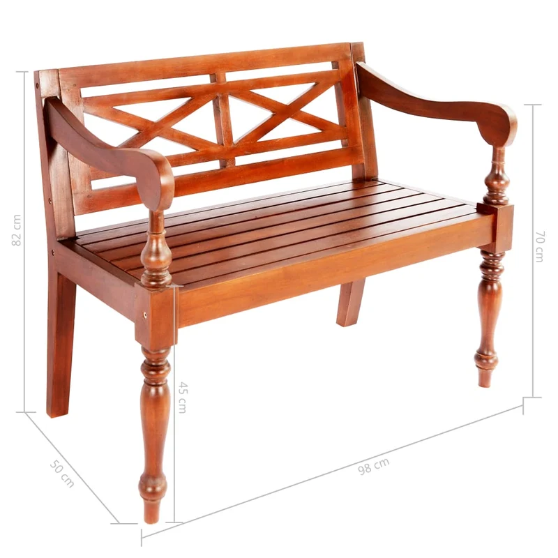 vidaXL - Sitzbank, Batavia-Sitzbank, Bank zum Sitzen, 98 x 50 x 82 cm, Mahagoni Massivholz, Dunkelbraun