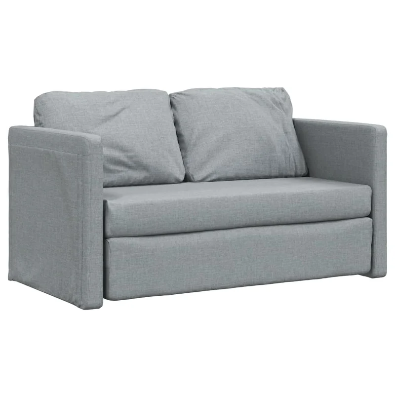 vidaXL - Bodensofa, Bodencouch, Bodensofa mit Schlaffunktion, 112x60x55 cm (112x174x55 cm), Tragfähigkeit (pro Sitz) 110 kg, Stoff, Hellgrau