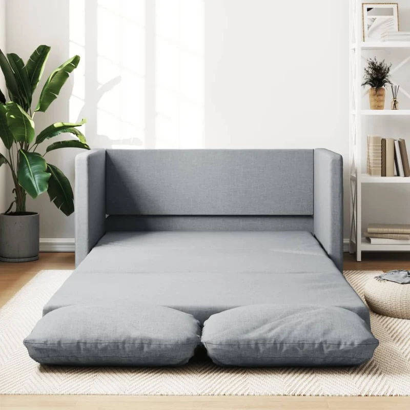 vidaXL - Bodensofa, Bodencouch, Bodensofa mit Schlaffunktion, 112x60x55 cm (112x174x55 cm), Tragfähigkeit (pro Sitz) 110 kg, Stoff, Hellgrau