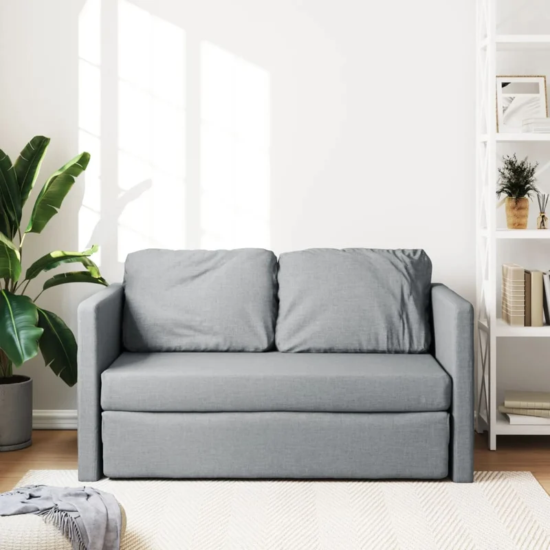 vidaXL - Bodensofa, Bodencouch, Bodensofa mit Schlaffunktion, 112x60x55 cm (112x174x55 cm), Tragfähigkeit (pro Sitz) 110 kg, Stoff, Hellgrau