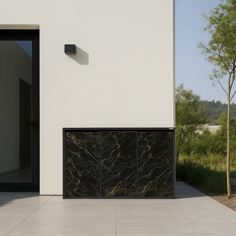 PREMIUM GRANIT Mülltonnenbox mit Schiebetüren – Für höchste Ansprüche