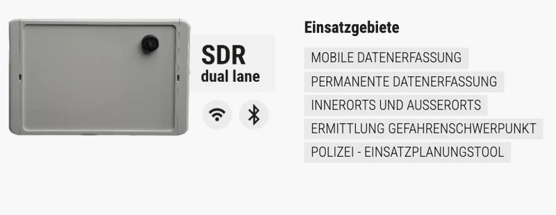 Seitenradarmessysteme SDR Dual Lane Bluetooth® und Akku