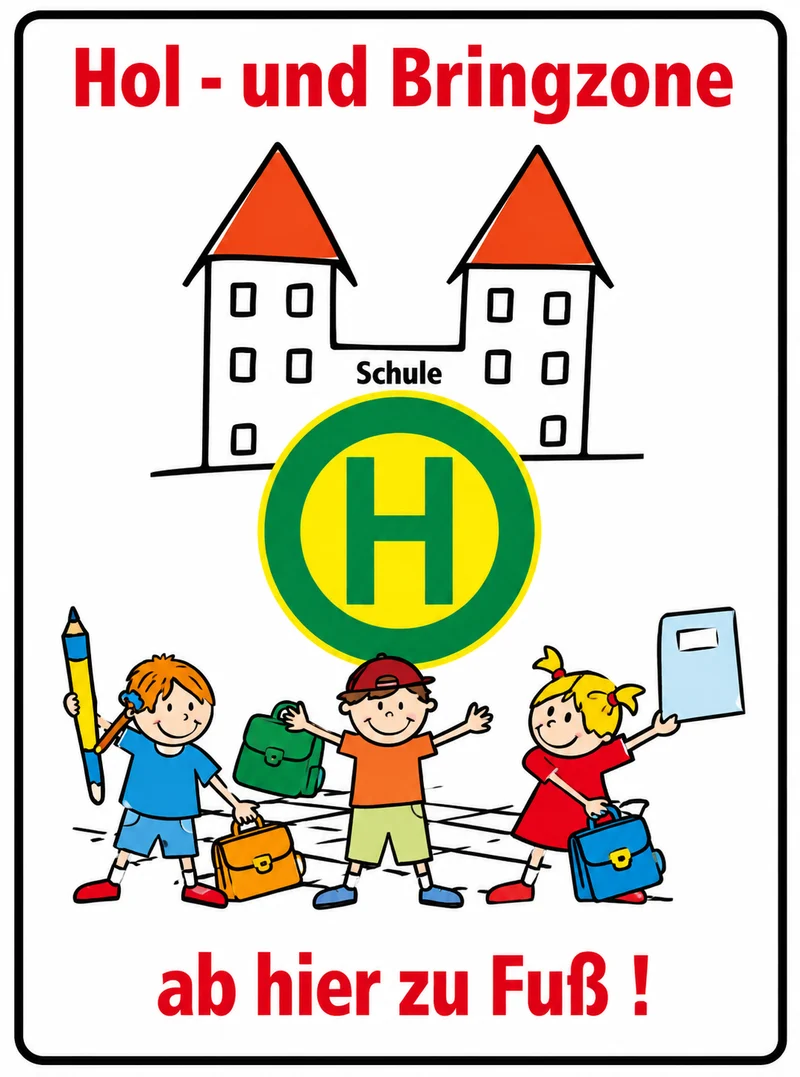 Kinderhinweisschild HBZ-1 Hol- und Bringzone 1000 x 650 mm