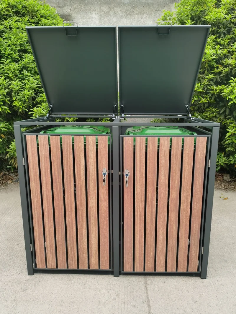 BOSCO Mülltonnenbox-Nussbaum Optik, 4er Modell