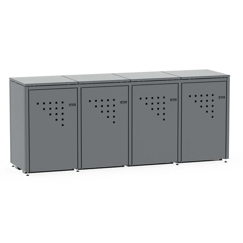 Mülltonnenbox BINBOX für 4 Mülltonnen – Stahl, farbbeschichtet, abschließbar