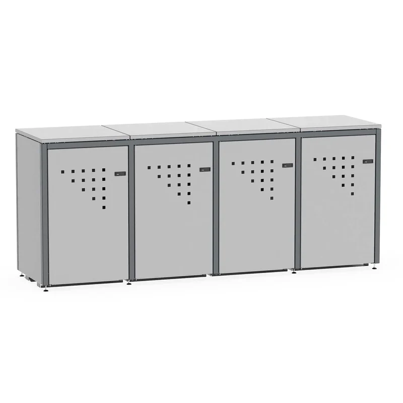 Mülltonnenbox BINBOX für 4 Mülltonnen – Stahl, farbbeschichtet, abschließbar