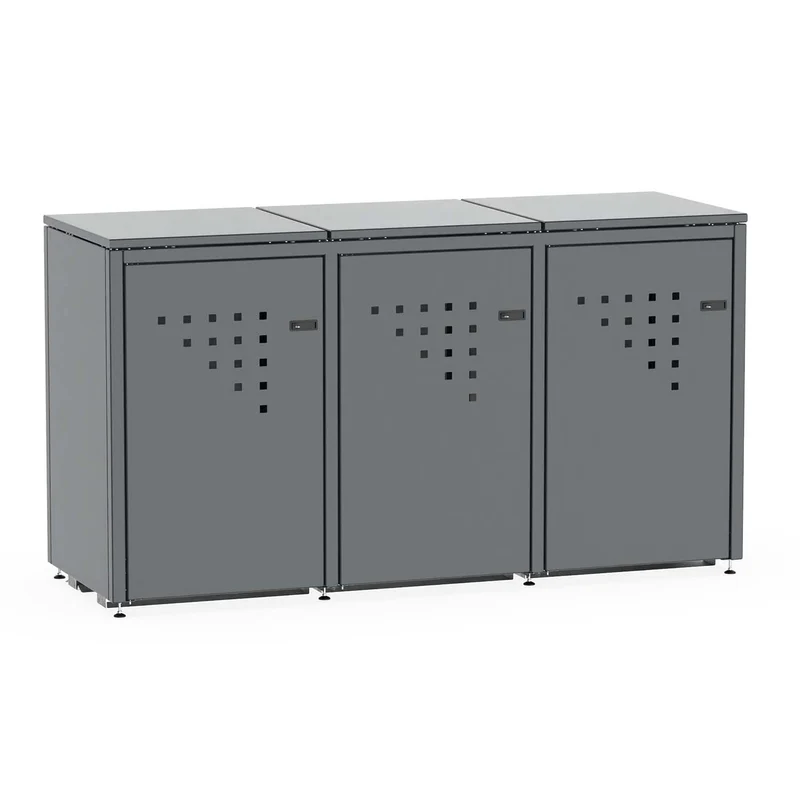 Mülltonnenbox BINBOX für 3 Mülltonnen – Stahl, farbbeschichtet, abschließbar