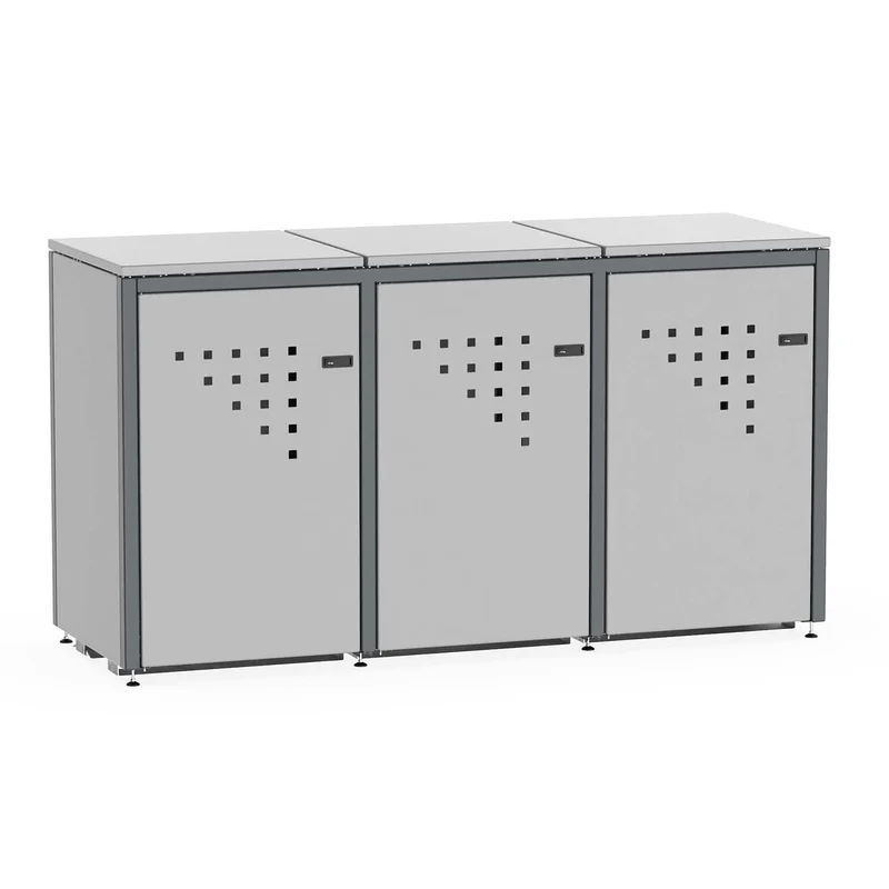 Mülltonnenbox BINBOX für 3 Mülltonnen – Stahl, farbbeschichtet, abschließbar