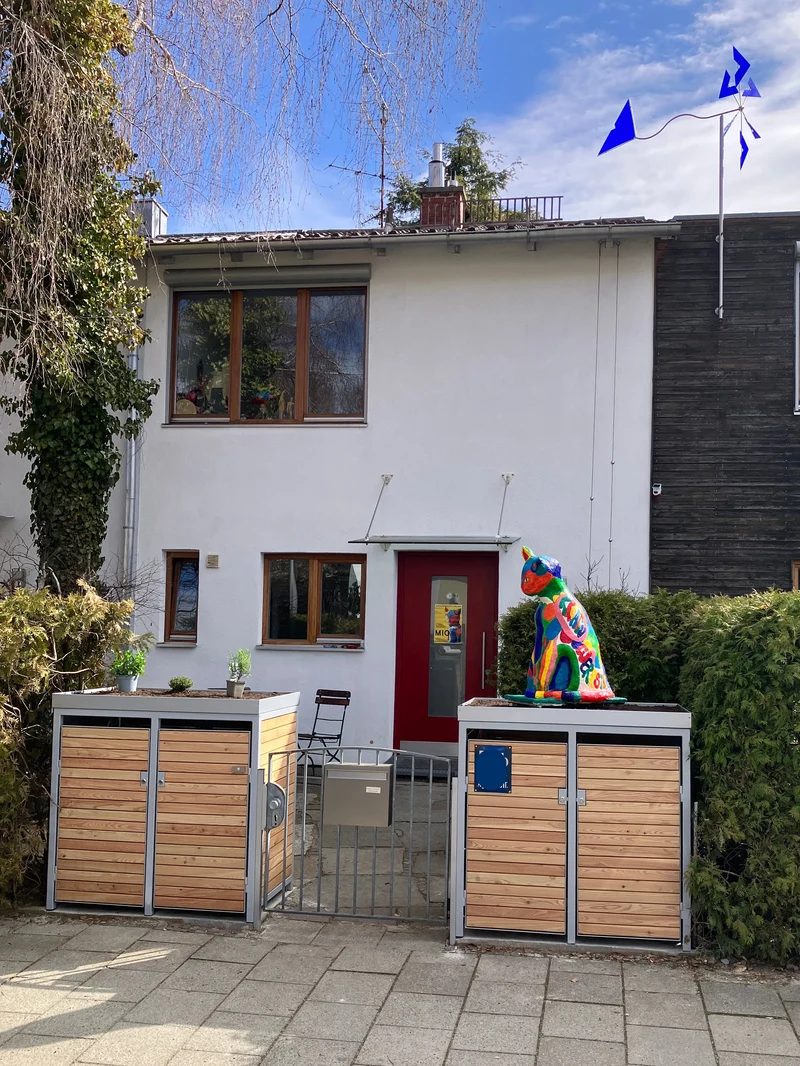 PREMIUM Holz 4er Mülltonnenbox mit Pflanzdach