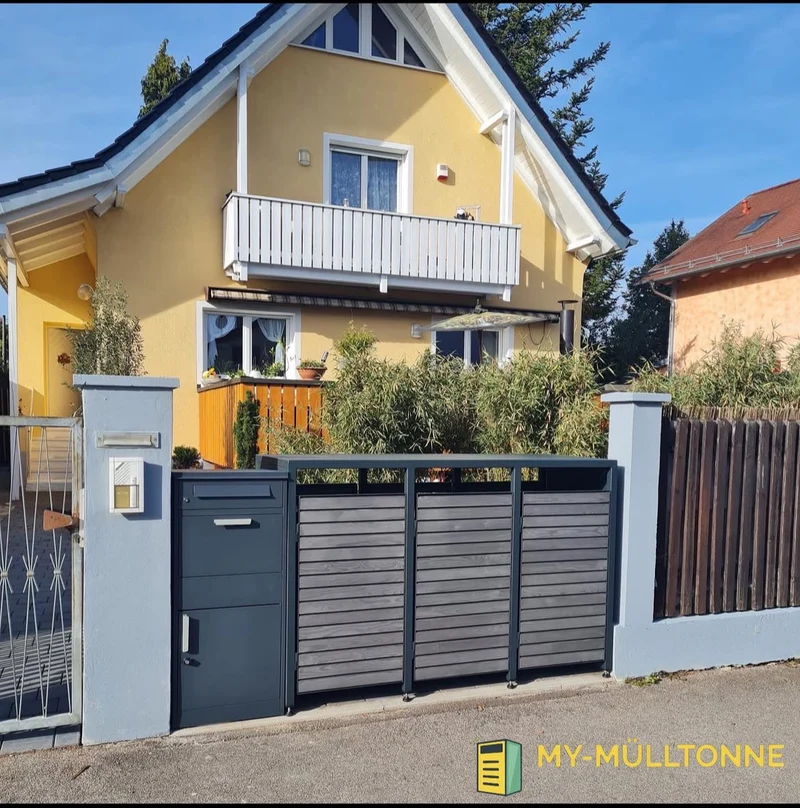 Doppeltür PREMIUM Holz Mülltonnenbox mit Holztüren