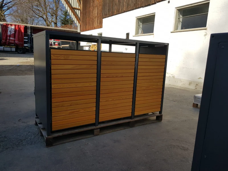 Doppeltür PREMIUM Holz Mülltonnenbox mit Holztüren
