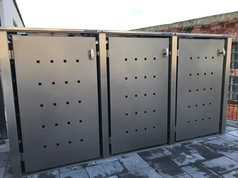 Mülltonnenbox Universal 240 Liter und 120 Liter Edelstahl grau anthrazit 3er Box