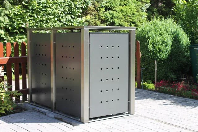 Mülltonnenbox Universal 240 Liter und 120 Liter Edelstahl grau anthrazit 2er Box