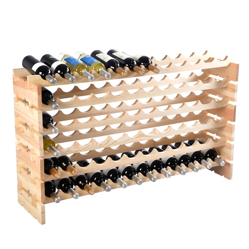 Costway – Weinregal aus Kiefernholz für 72 Flaschen, 119 × 29 × 71,5 cm, Natur