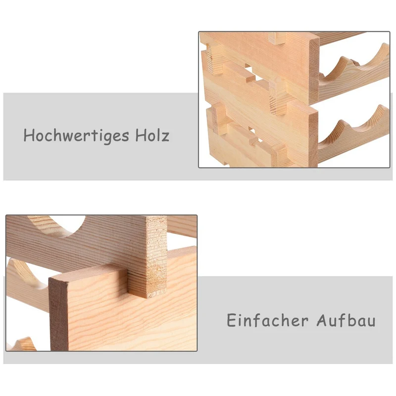 Costway – Weinregal aus Kiefernholz für 72 Flaschen, 119 × 29 × 71,5 cm, Natur